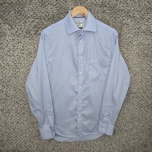 Jos A Bank Dress Shirt Mens 15 34 Blue‎ Button Up Brrr Stretch Non Iron Slim Fit